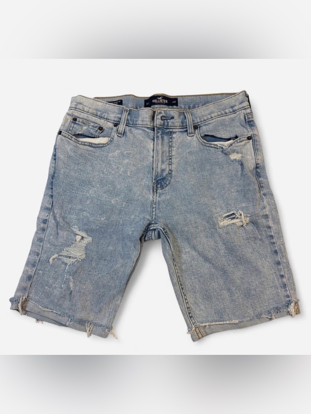 Hollister Light Wash Distressed Denim Men's Shorts size: 32”